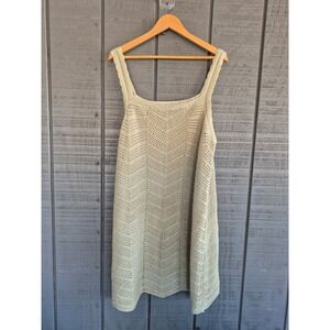A New Day Crochet Mini Dress Sage Green Chevron Knit XXL New With Tags